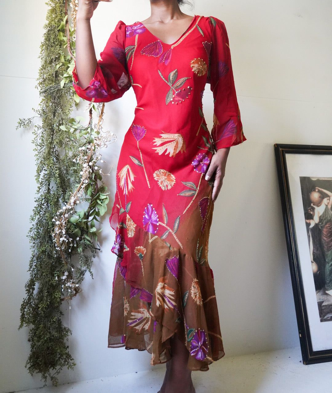 Boho Floral Beaded Dress