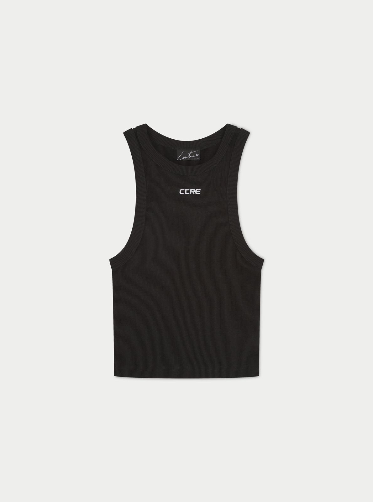 LOGO RIBBED RACER VEST - BLACK