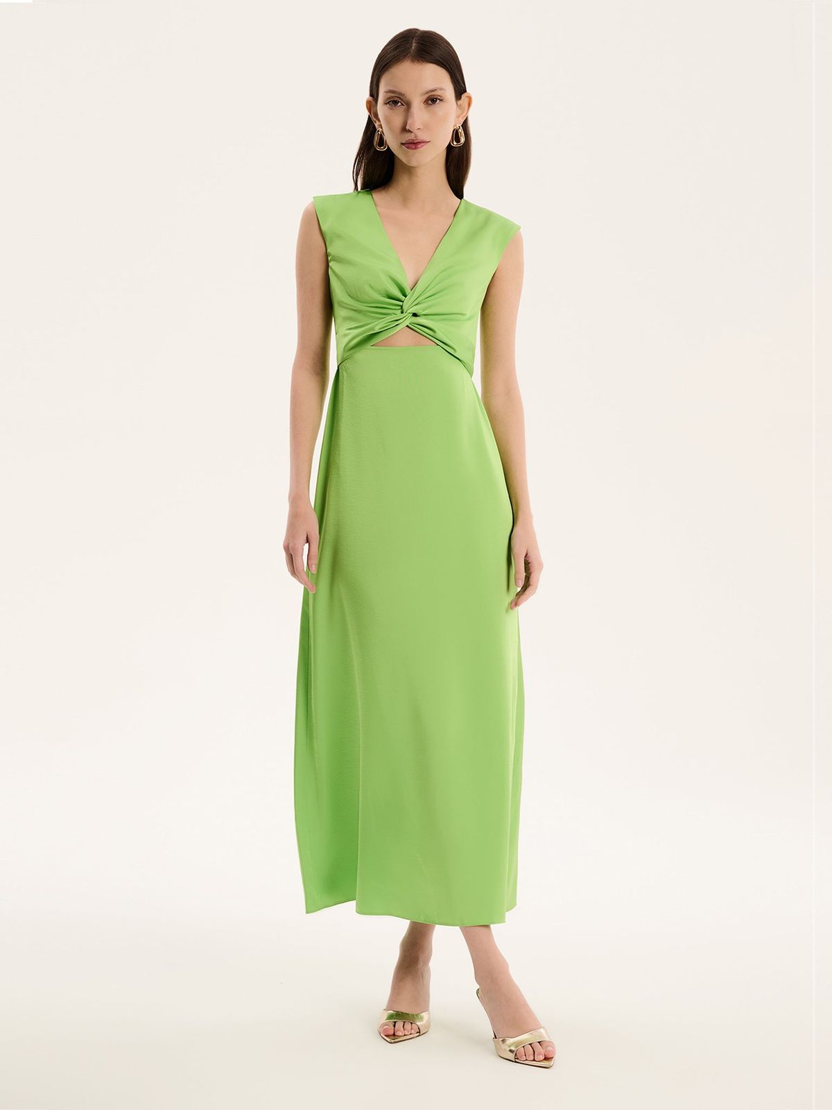 Marin Twist Satin Dress in Green