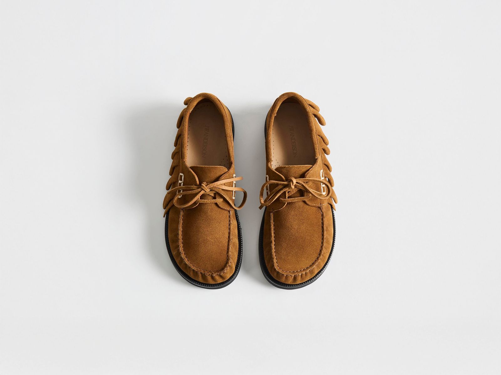 MENS LOAFER RUFFLE SUEDE BOAT SHOES IN CARAMEL
