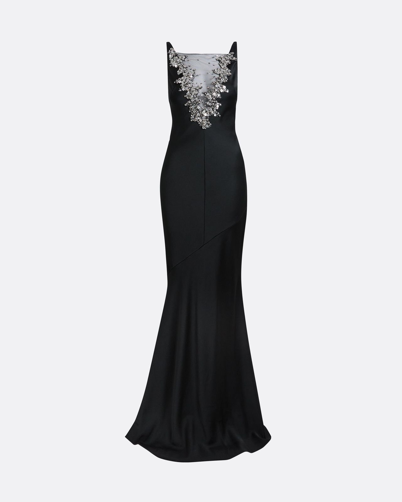 Mela Long Dress In Black With Gunmetal