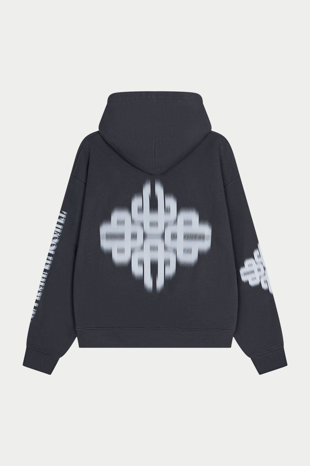 MOTION BLURRED EMBLEM HOODIE - CHARCOAL