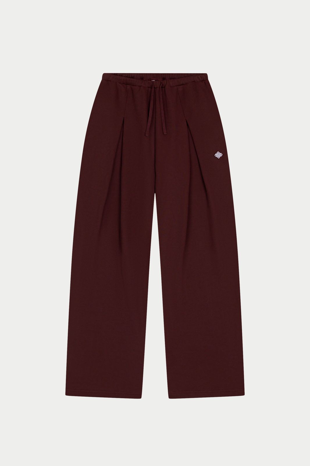 PLEAT DETAIL WIDE LEG JOGGERS - CHOCOLATE