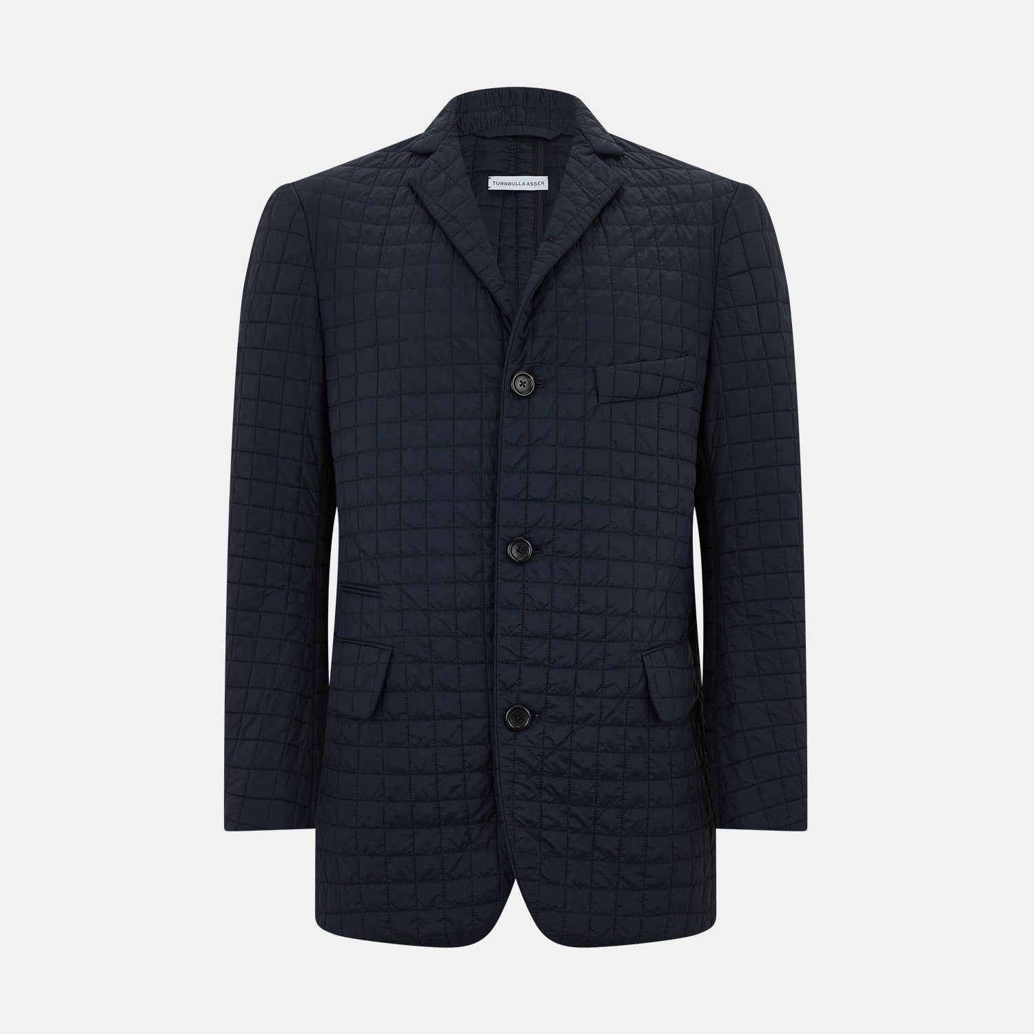 Fulham Navy Single-Breasted Quilted Blazer