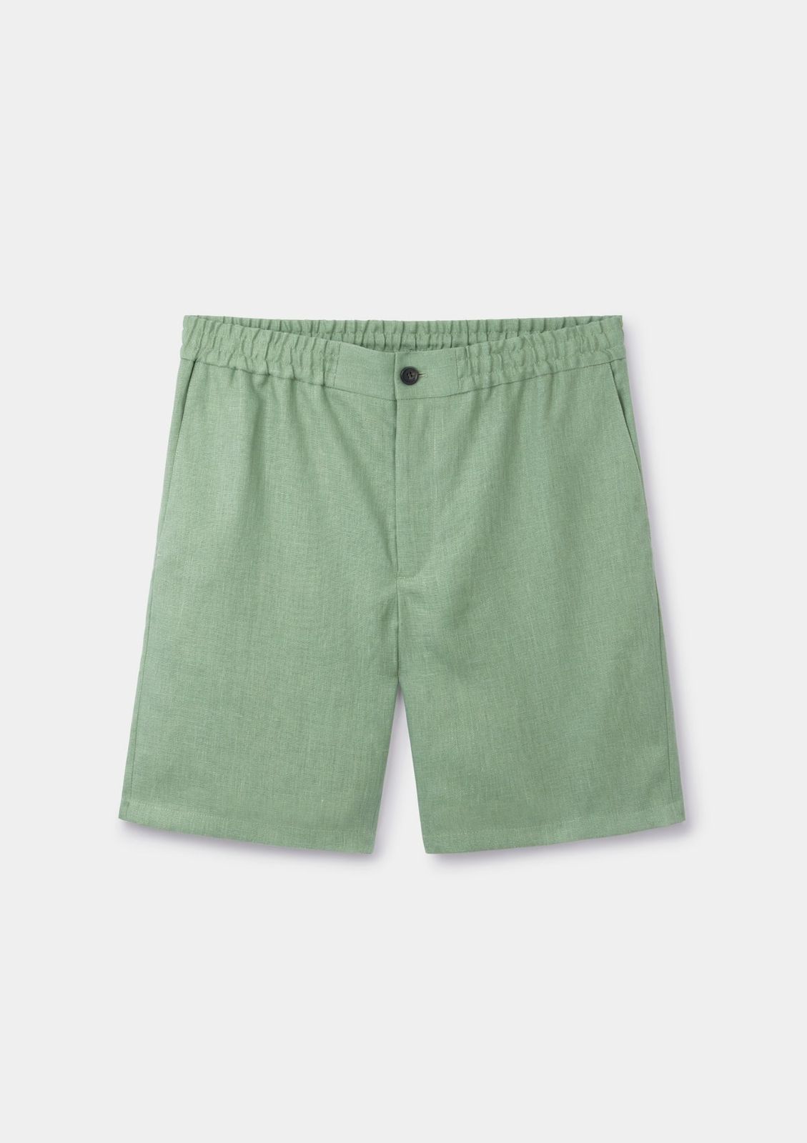 Ash Green Linen Drawstring Shorts
