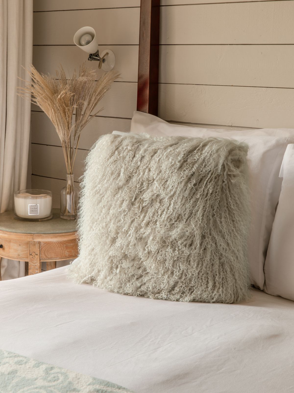 Tibetan Sheepskin Cushion - Birch