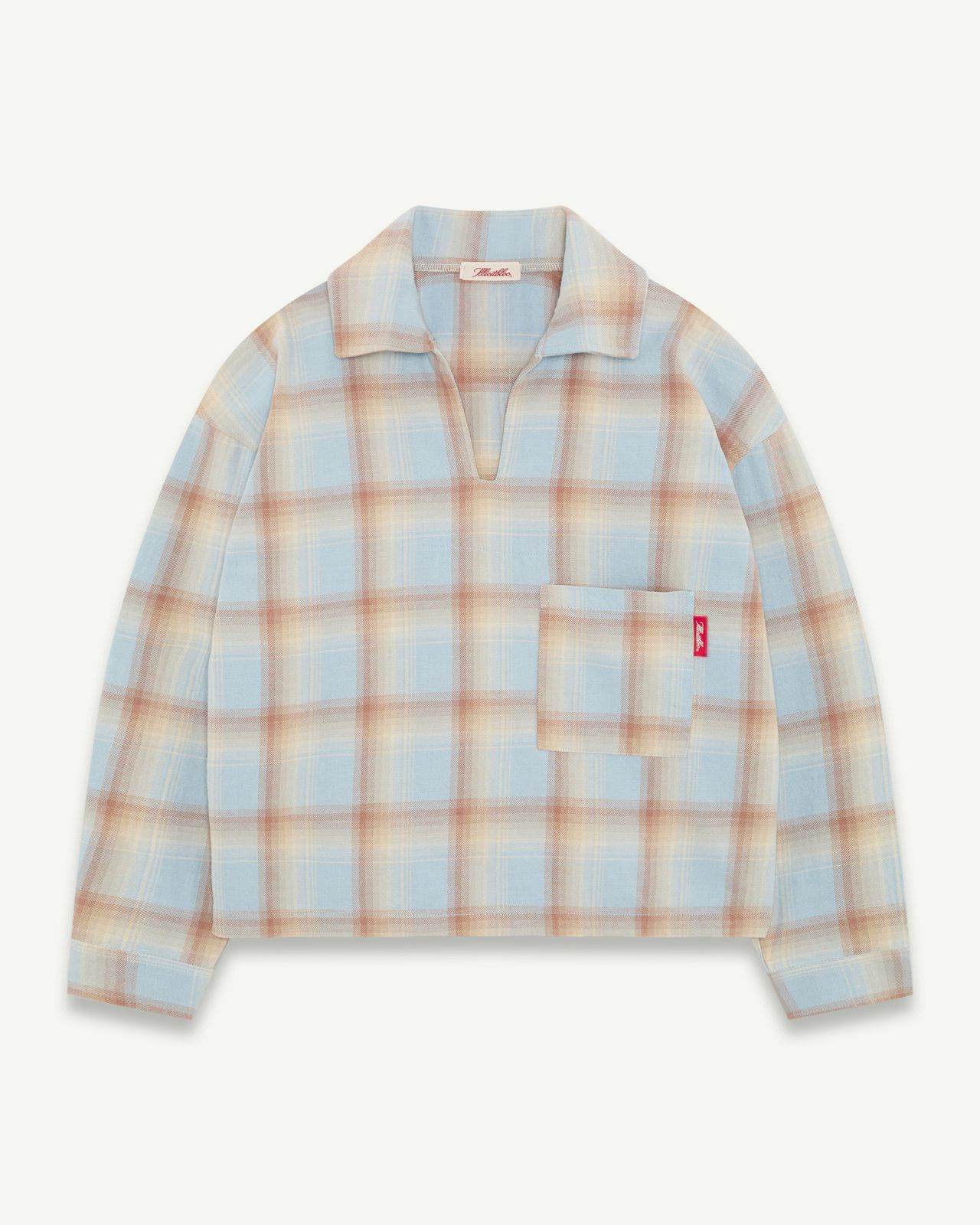 JAPANESE PLAID PULLOVER SHIRT - SKY/TOBACCO OMBRÉ