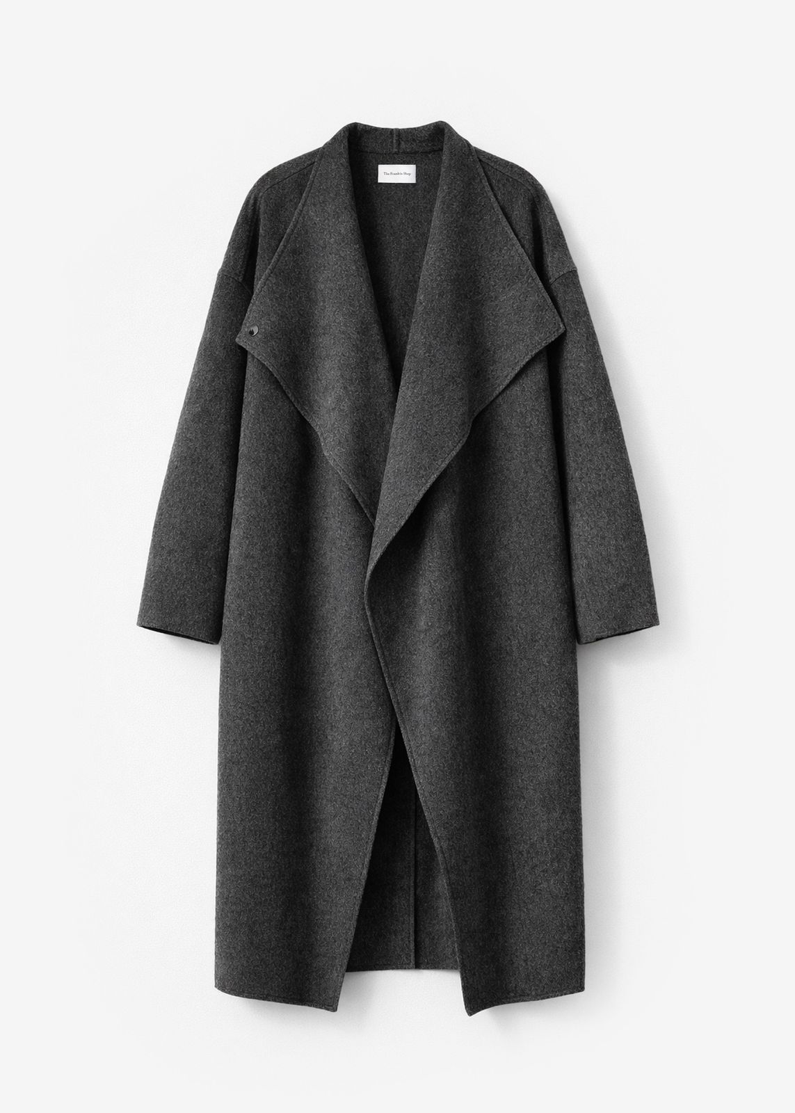 Leroy Funnel Neck Wool Coat - Dark Grey Melange
