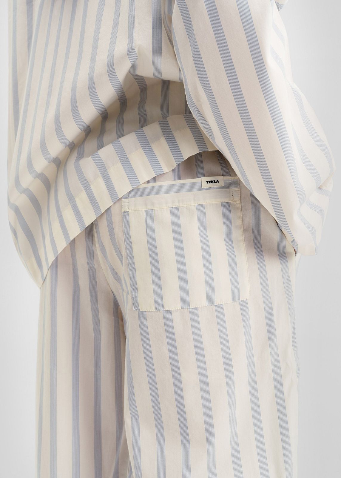 Tekla Poplin Pyjama Pants - Needle Stripes