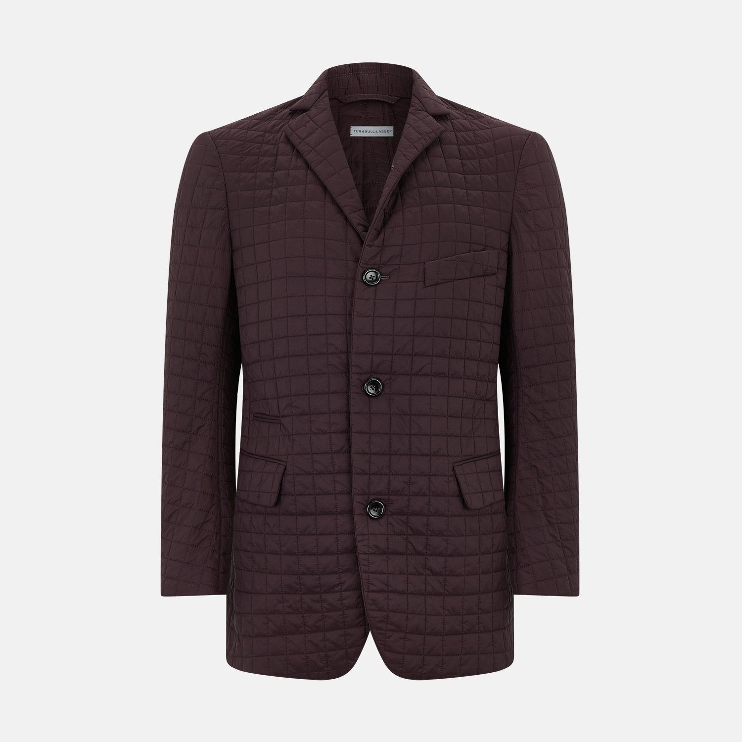 Fulham Burgundy Single-Breasted Quilted Blazer