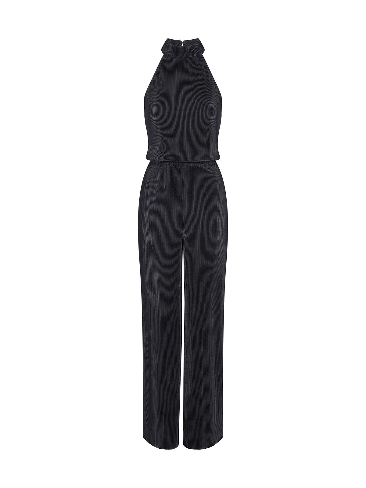 Hallie Halter Plisse Jumpsuit In Ash