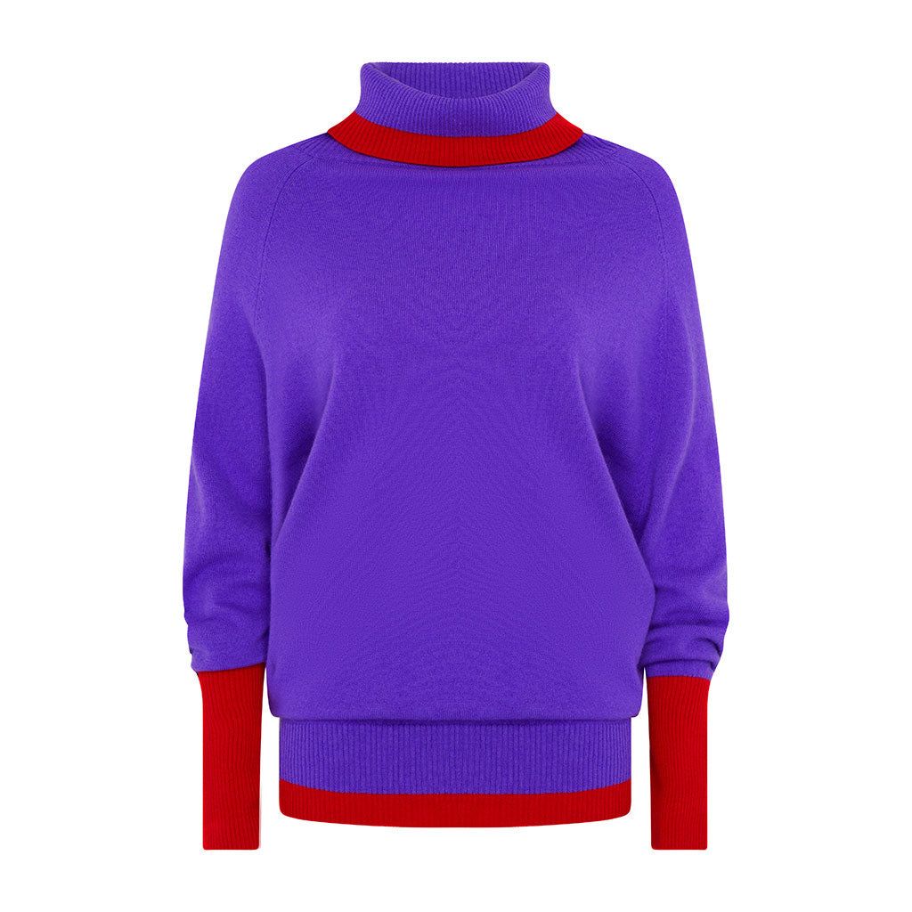 Purple Cashmere Roll Neck Jumper