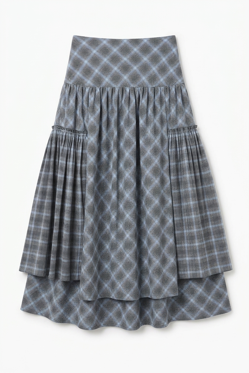Berta Midi Skirt- Blue Pepper Check