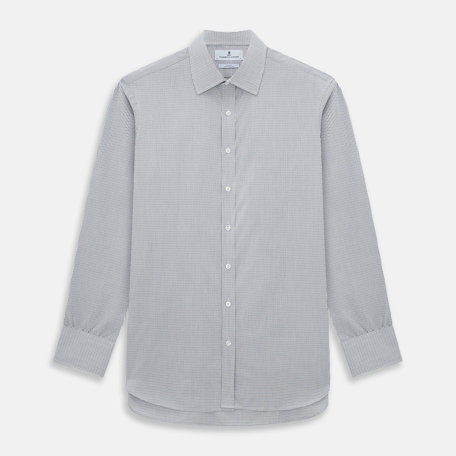 Midnight Blue Micro  Tattersall Check Mayfair Shirt