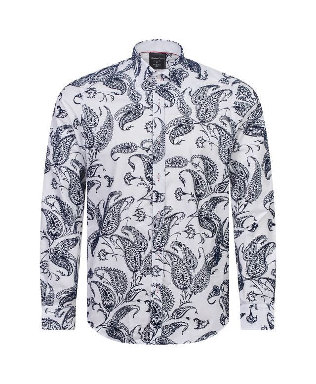 Elvis Flock Shirt Navy & White