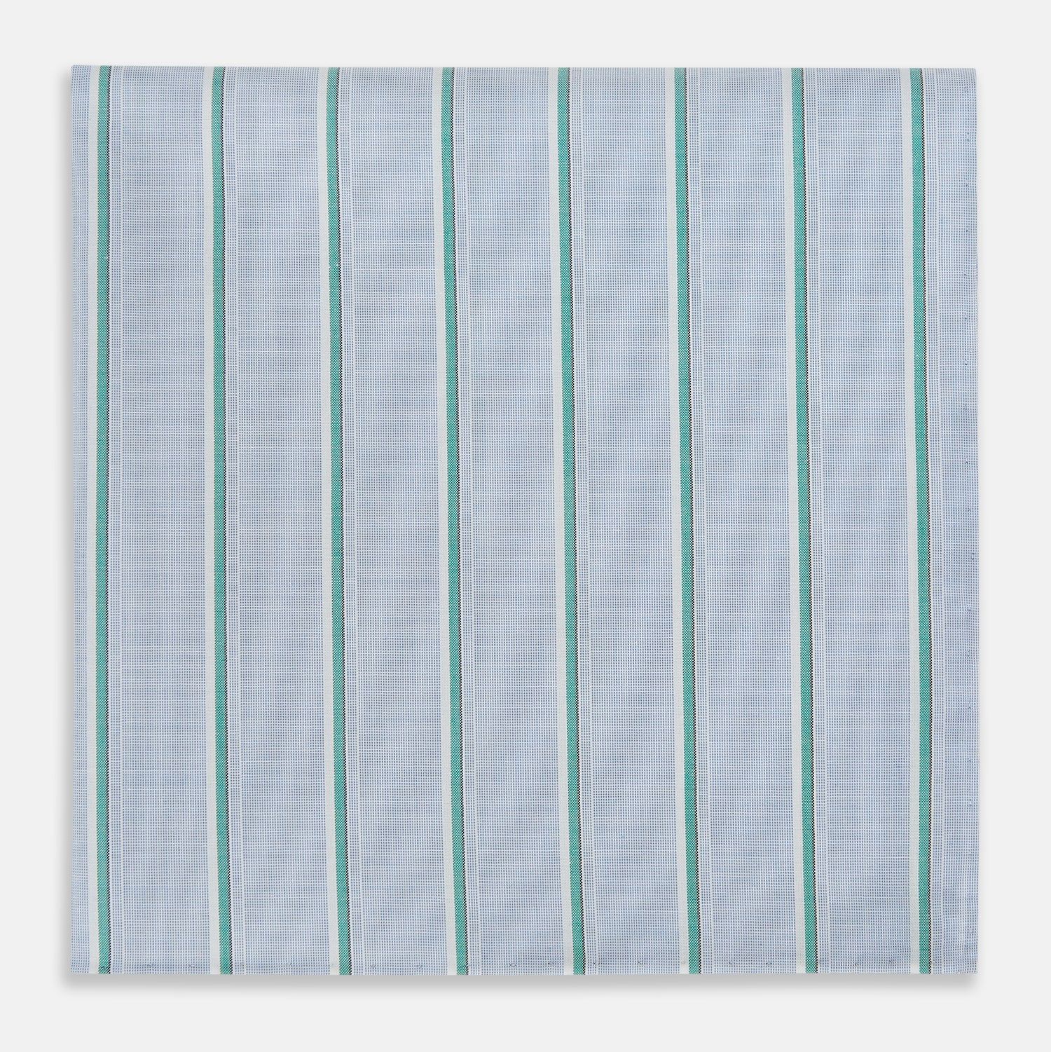 Blue and Green Multi Stripe Hand-Rolled Handkerchief