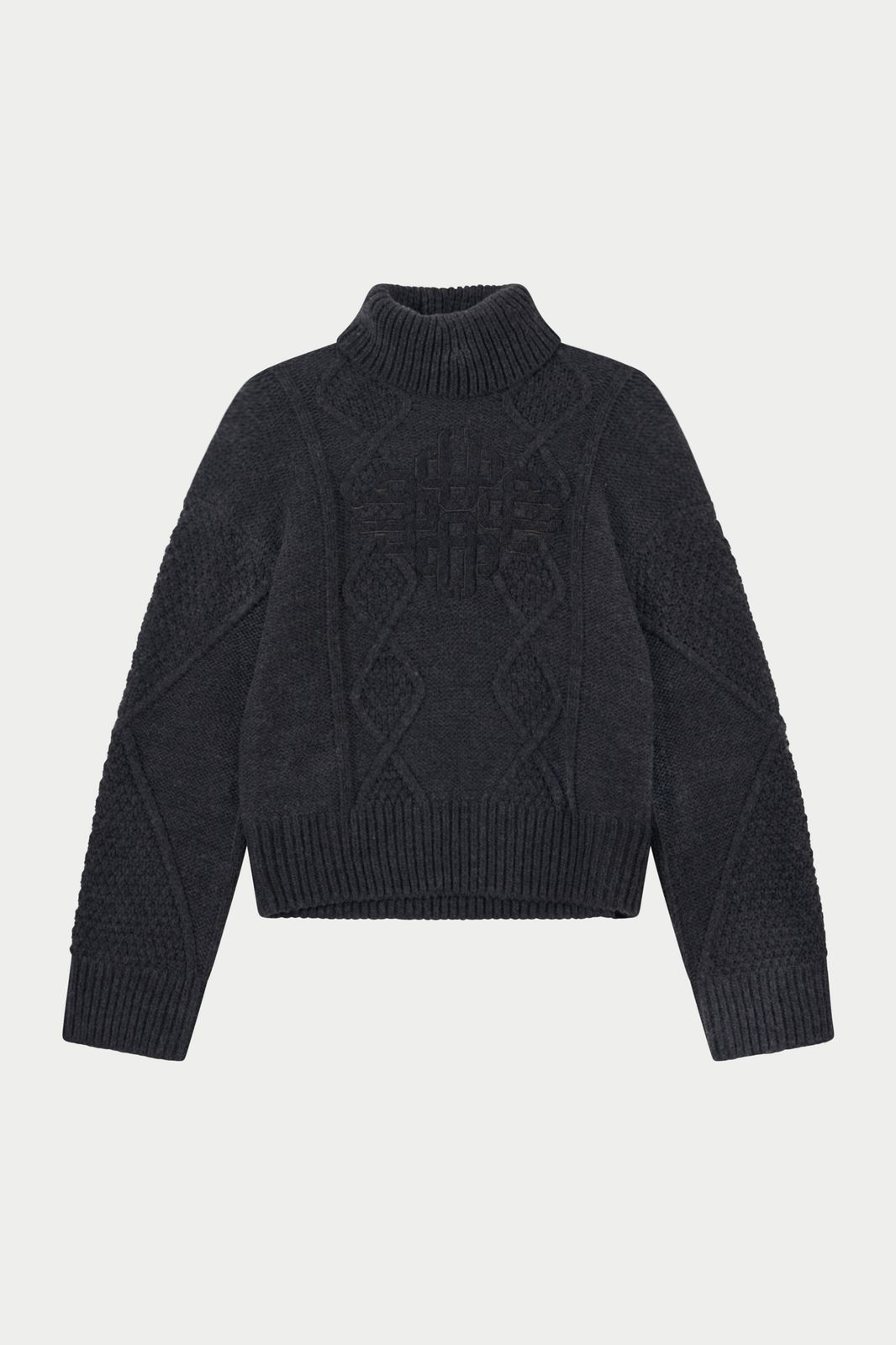 ROLL NECK EMBLEM JUMPER - CHARCOAL