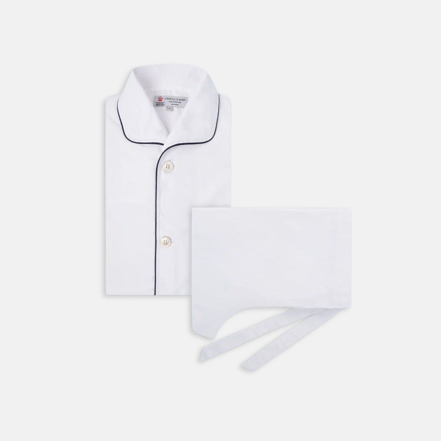 White Piped Cotton Pyjama Set