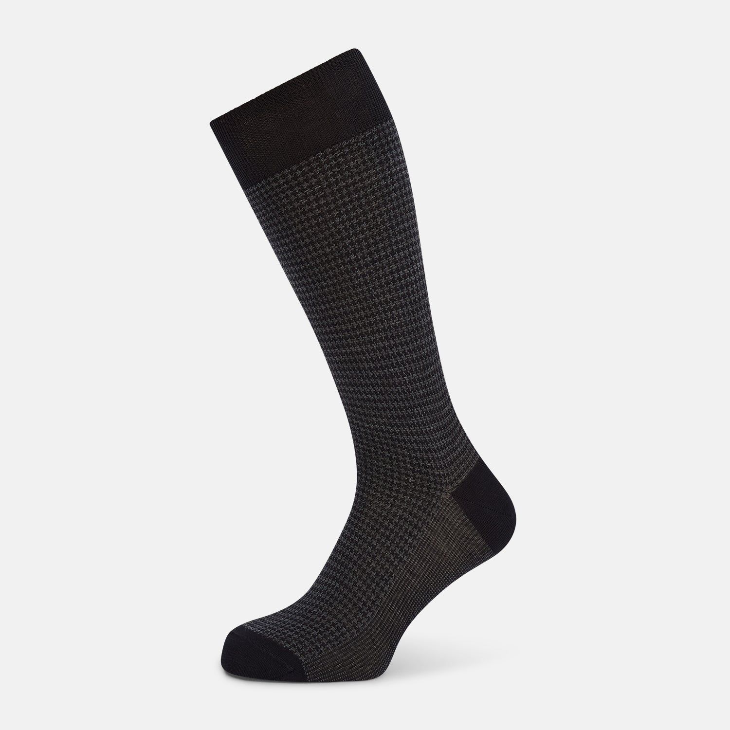 Charcoal Melange Houndstooth Mid-Length Socks