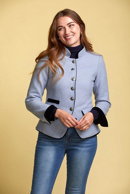 Richmond - Pale Blue Wool and Velvet Jacket