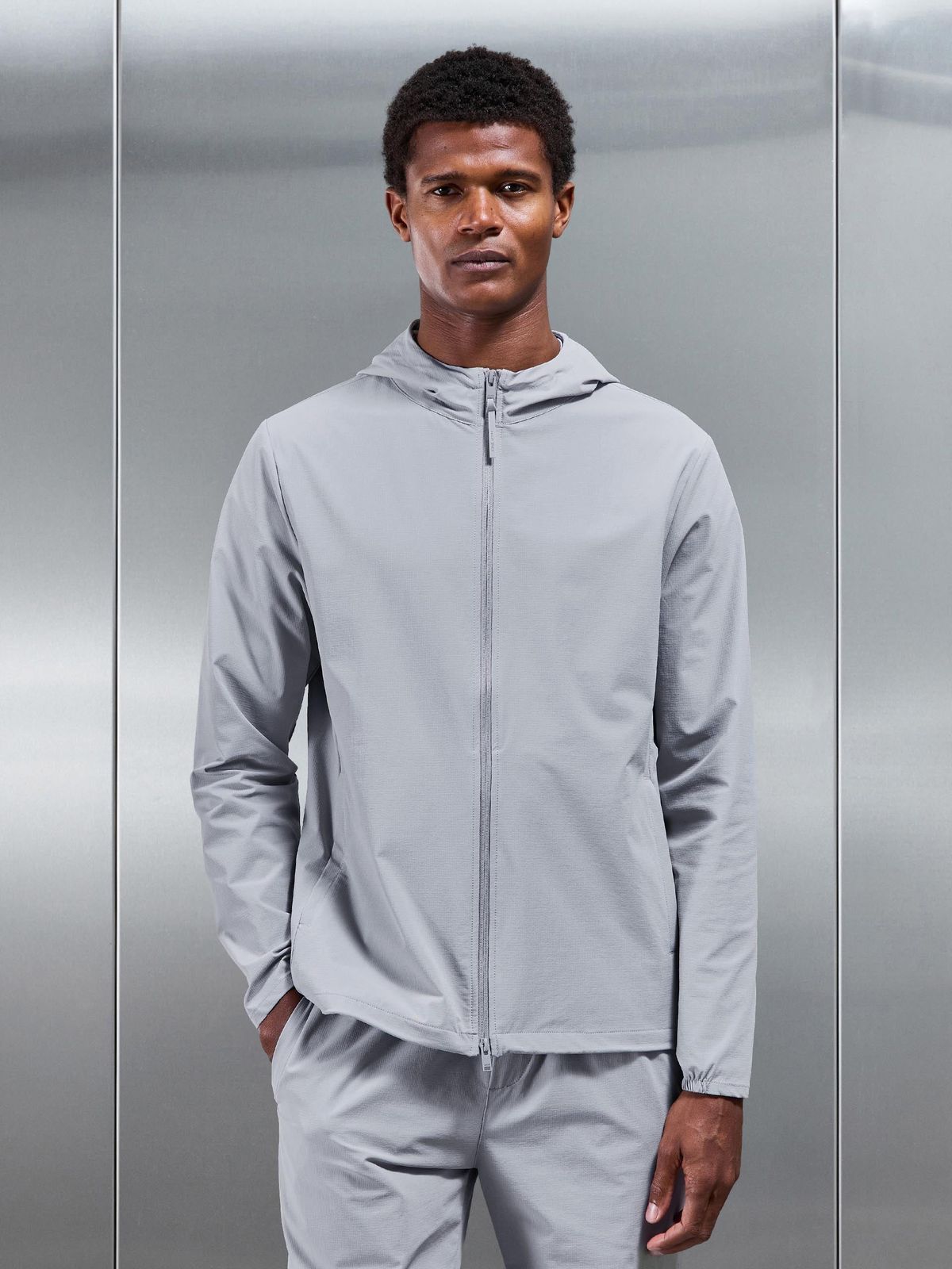 Active Technical Windbreaker in Mid Grey