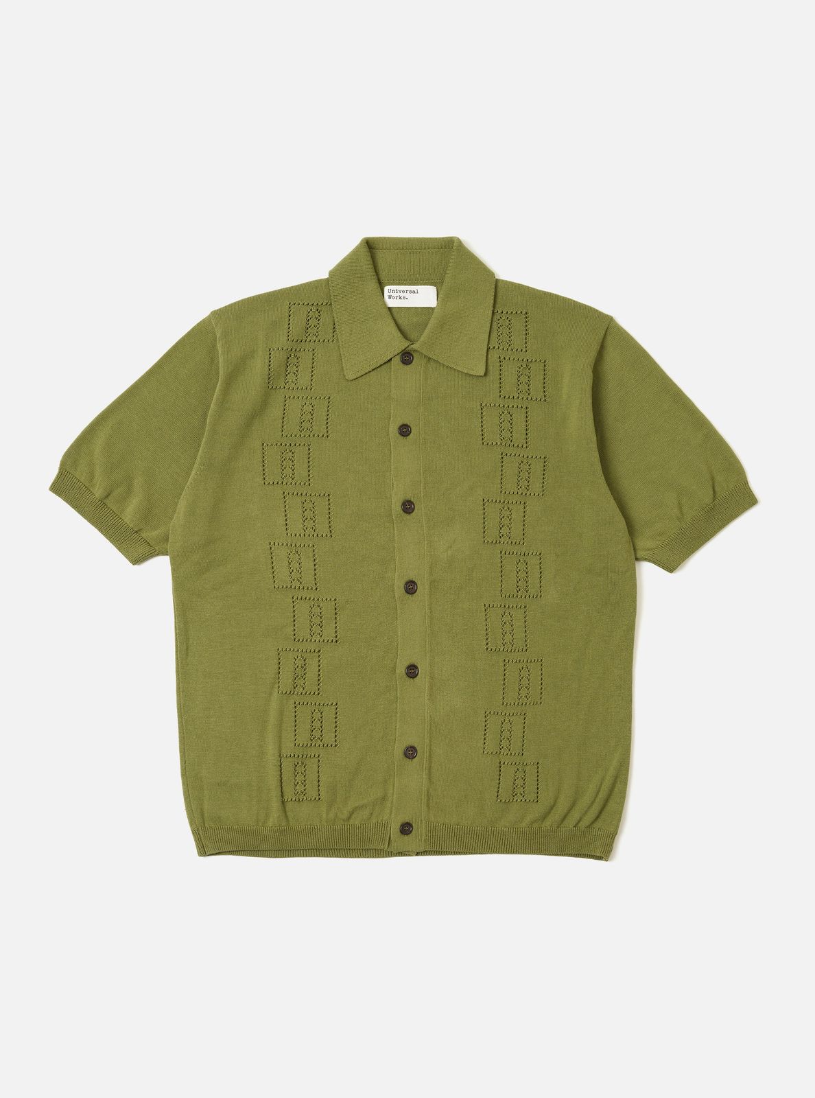 Olive Cotton Lace Knit Jonny Knit Shirt