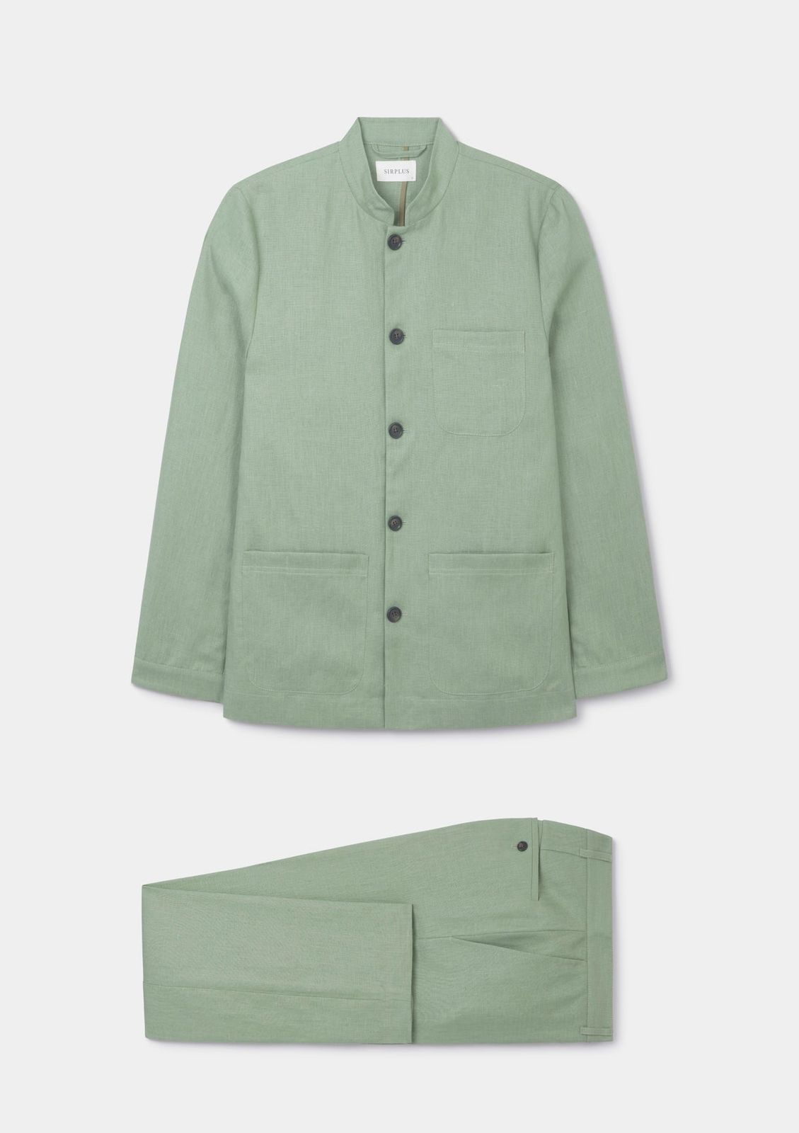 Ash Green Linen Casual Suit