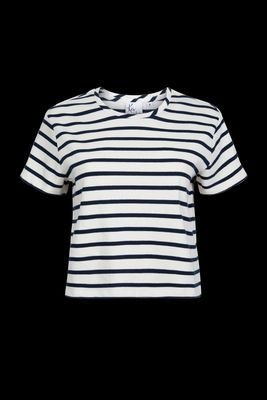 The Box Navy Striped T-shirt made from Deadstock Fabrics
