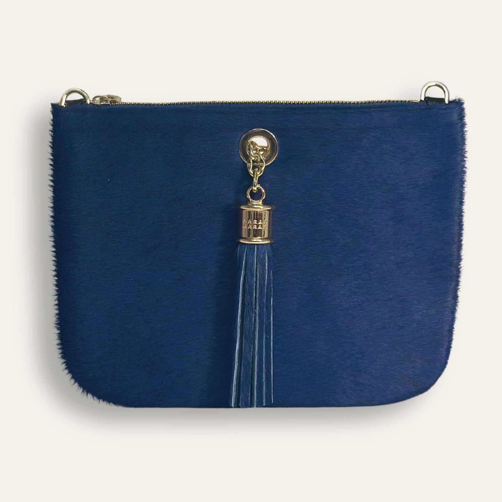 Preloved Ivy Clutch | Blue Fluffy with Gold hardware