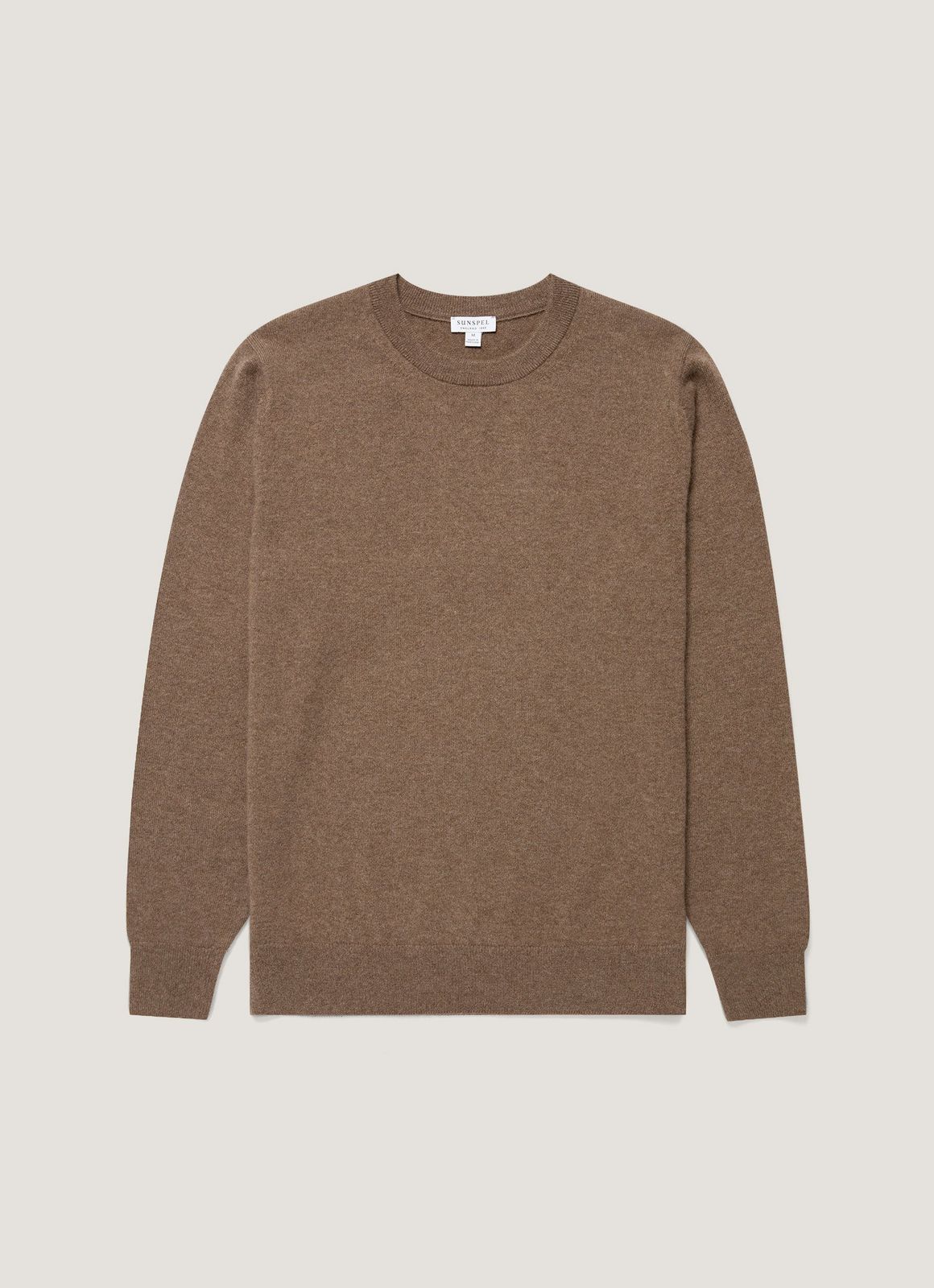 Men's Cashmere Crew Neck Jumper in Taupe