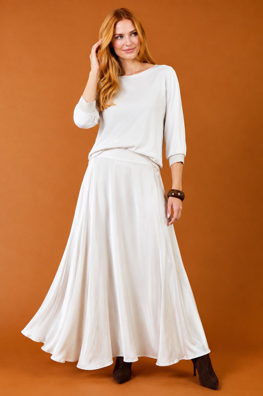 Grenada Satin Pleat Front Maxi Skirt