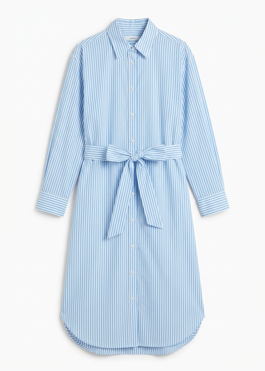 Peri Cotton Shirt - White/light Blue