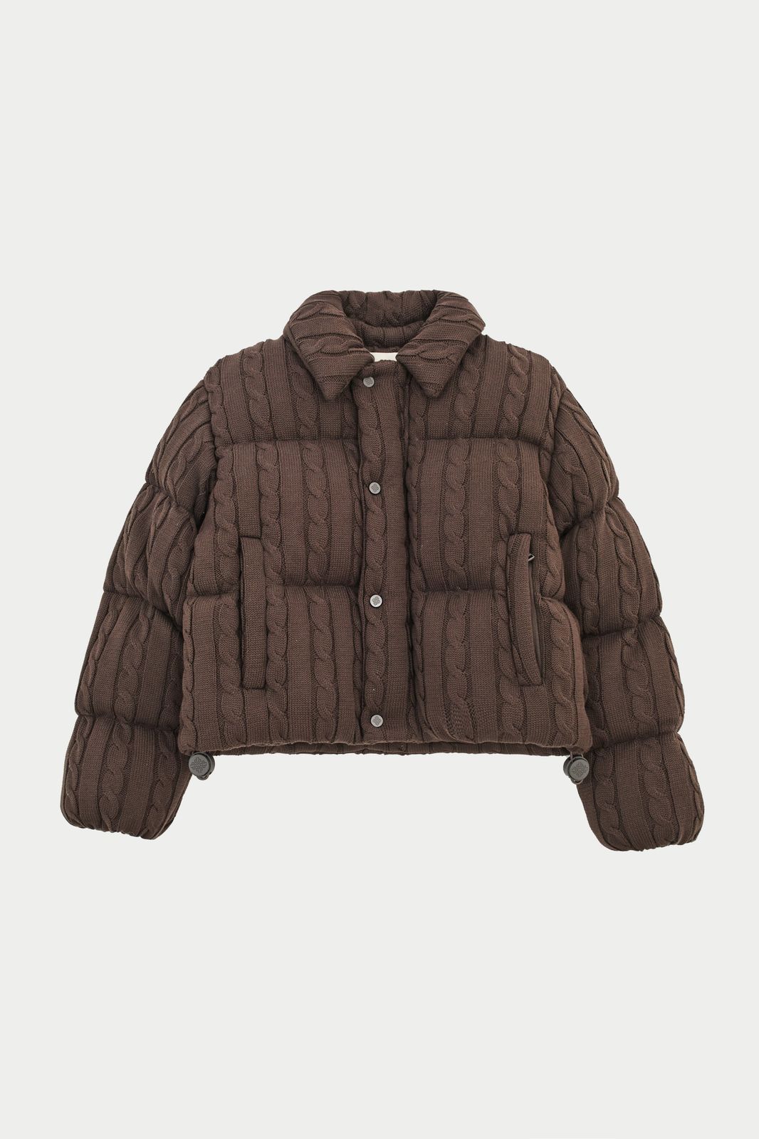 CABLE KNITTED PUFFER - BROWN