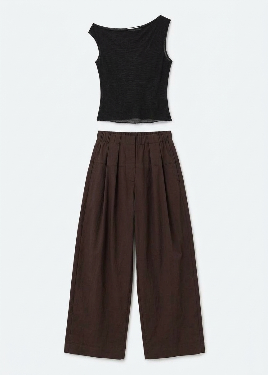 St. Agni Relaxed Pleat Pants - Bark