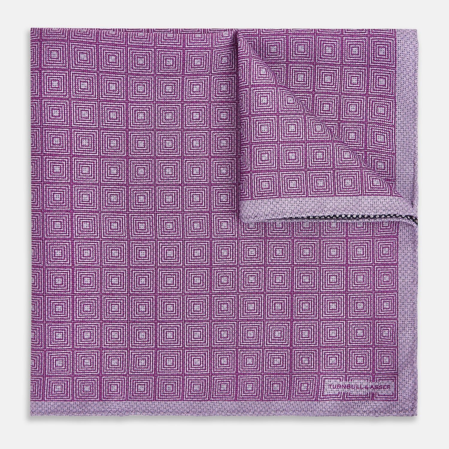 Geometric Lilac Tile Pocket Square in Silk