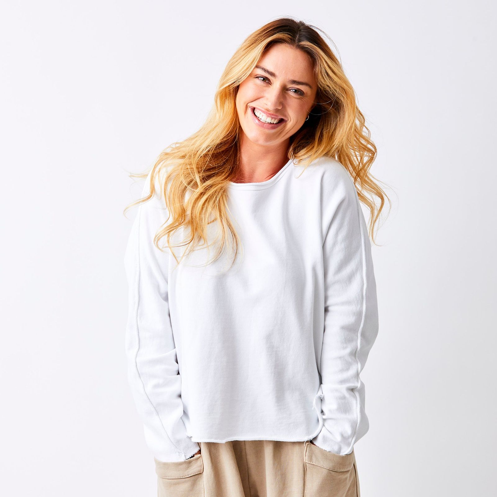 Wan Rolled Neck Sweatshirt With Raw Edge