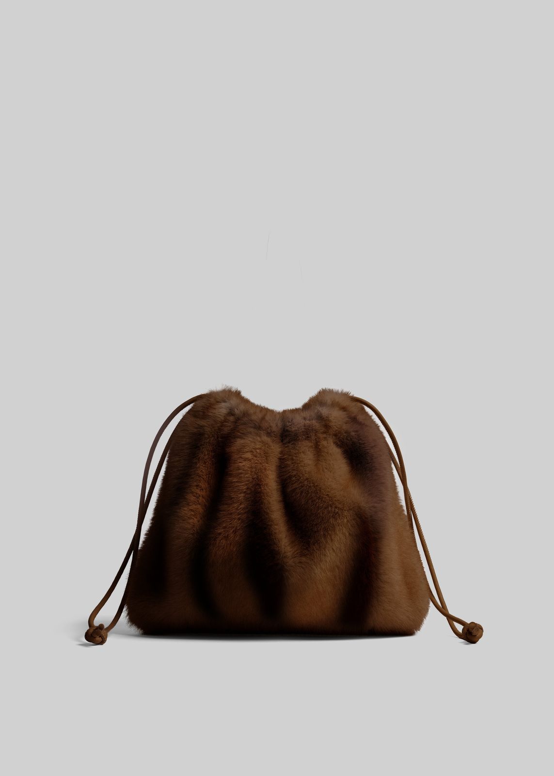Morgan Faux Fur Small Pouch - Brown