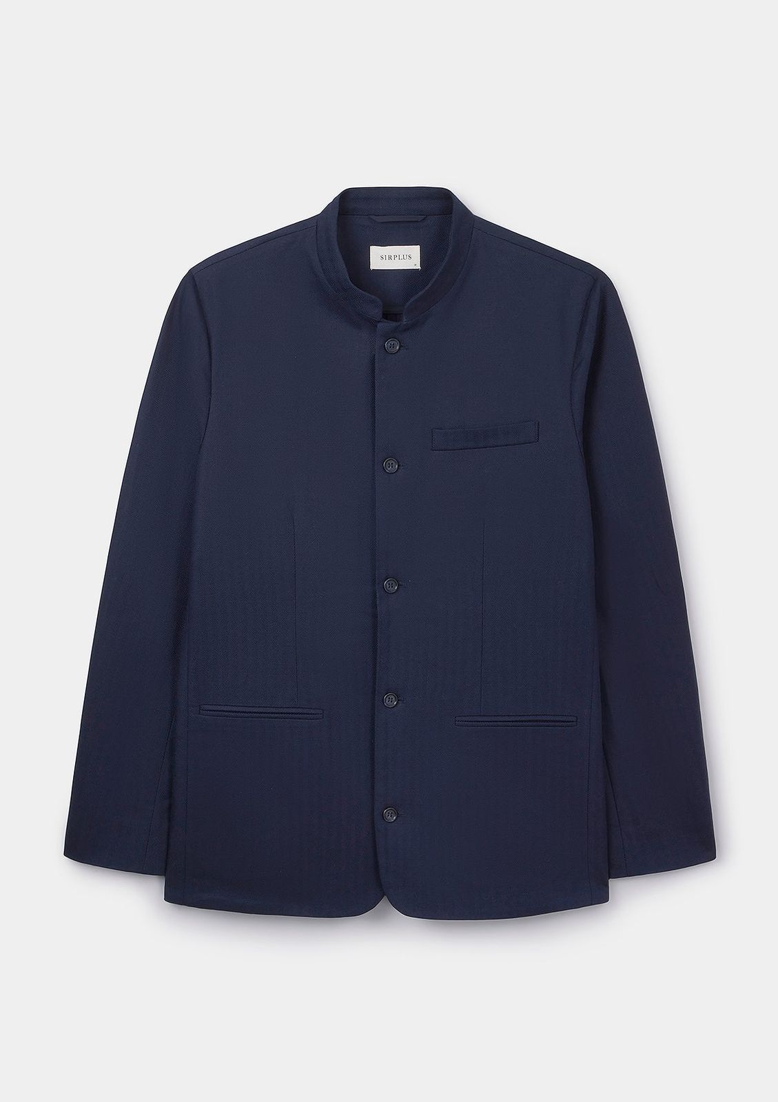 Navy Herringbone Cotton Linen Nehru Jacket