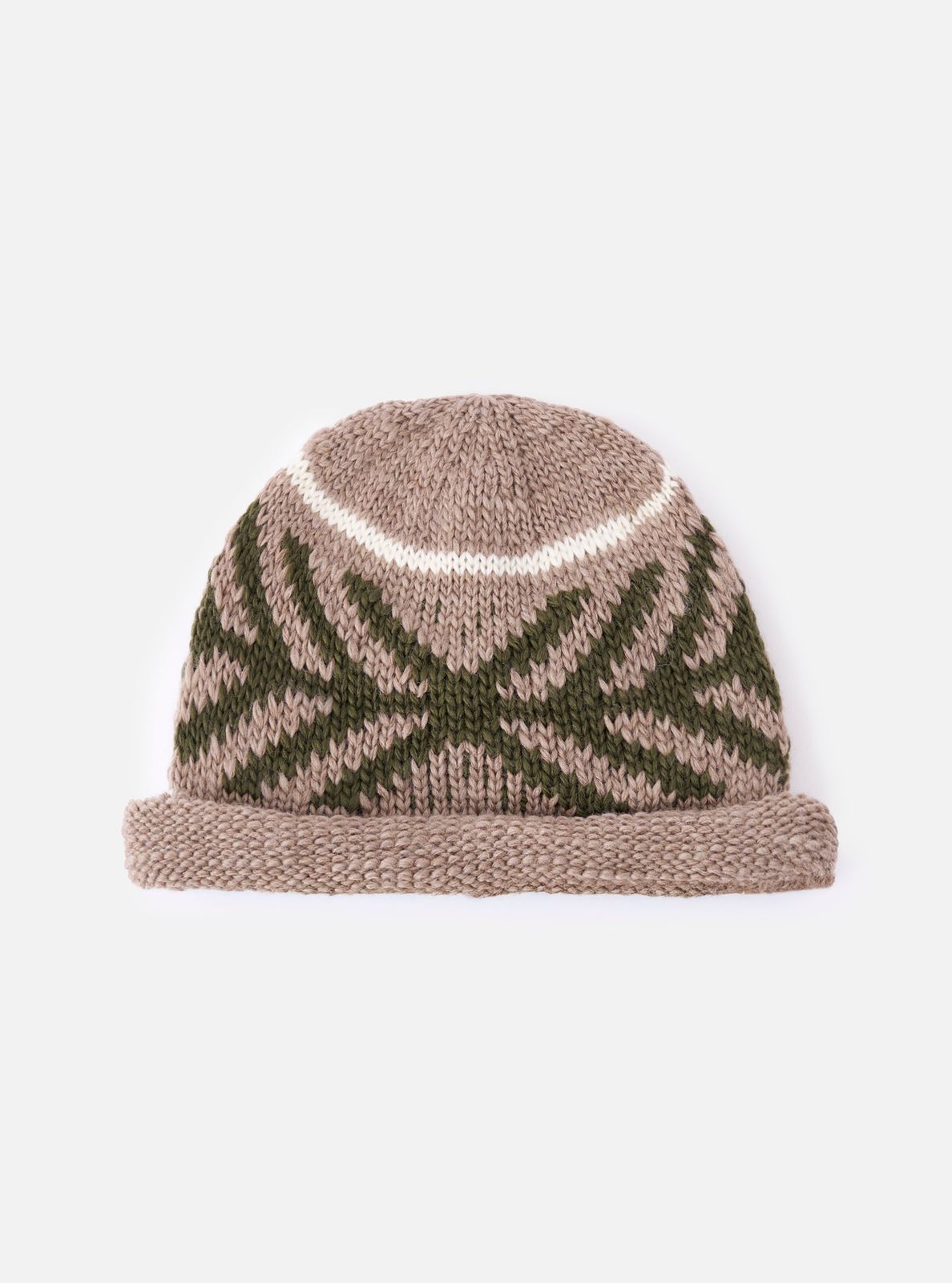 cableamiĀ® Beige Wool Jacquard Watch Cap