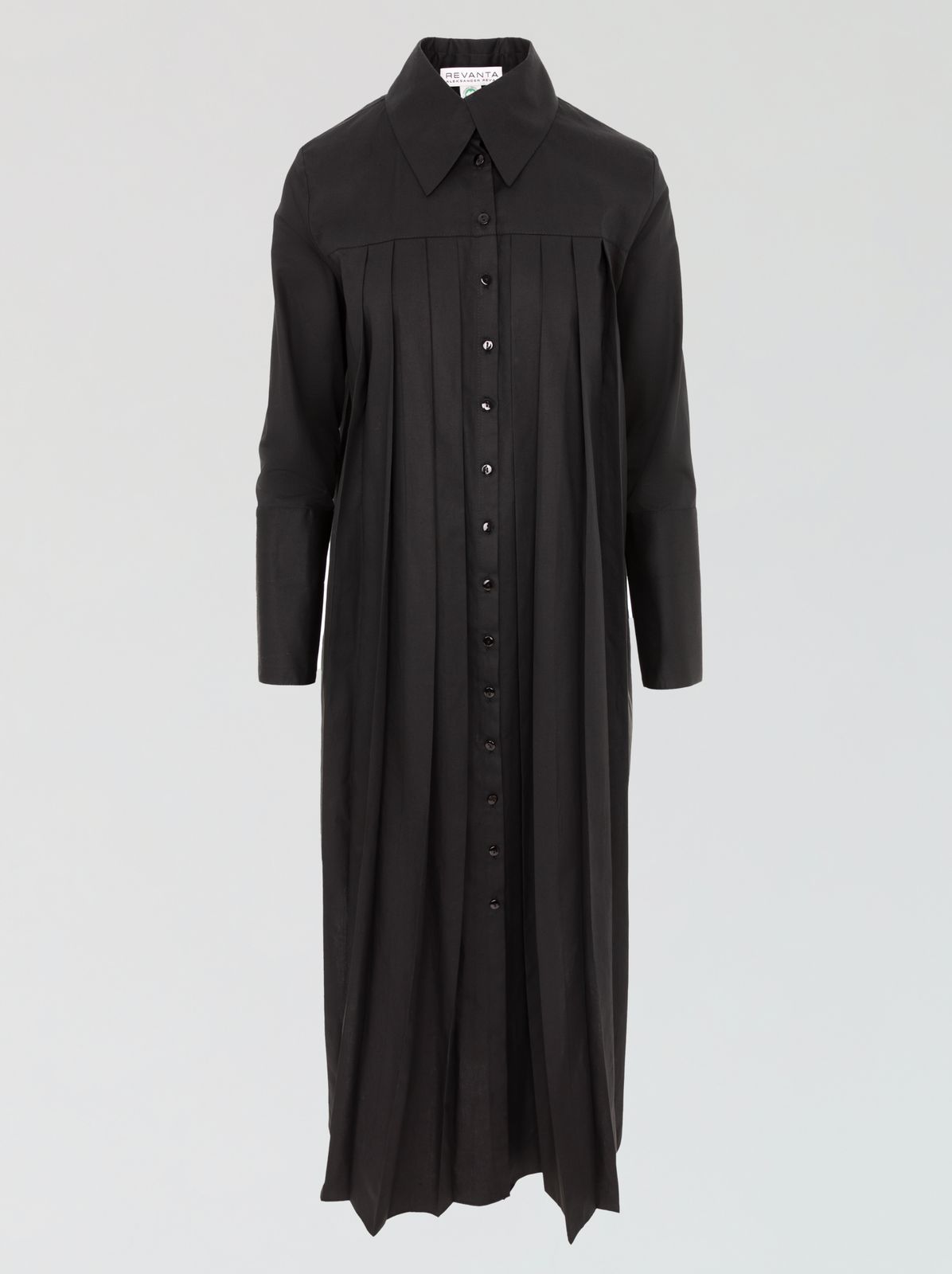 ANTOINE | GOTS Organic Cotton Pleated Shirt Dress | Black