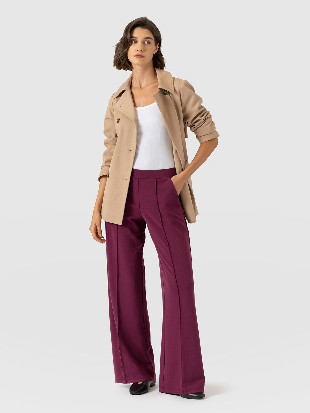 Keller Wide Leg Pant - Plum