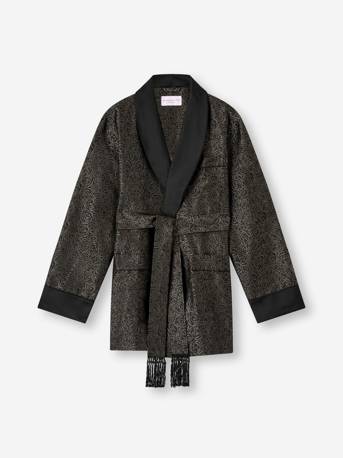 Verona Silk Jacquard Smoking Jacket Black Rose