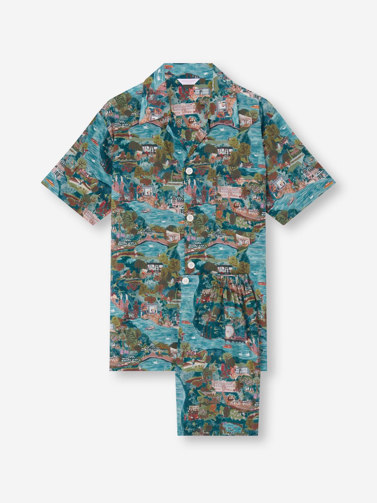 Ledbury Cotton Batiste Short Pyjamas Multi London Scenic Print