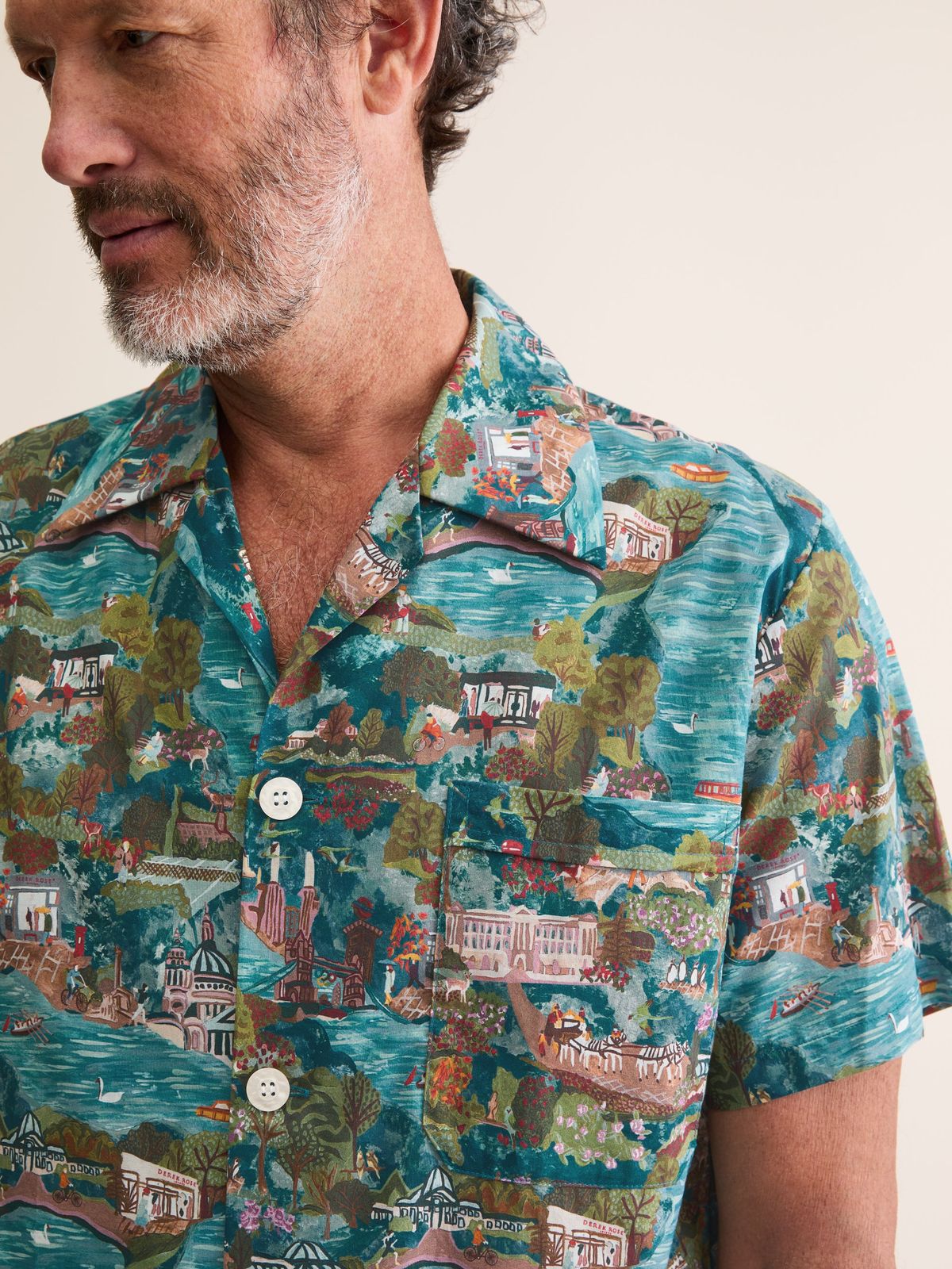 Ledbury Cotton Batiste Short Pyjamas Multi London Scenic Print