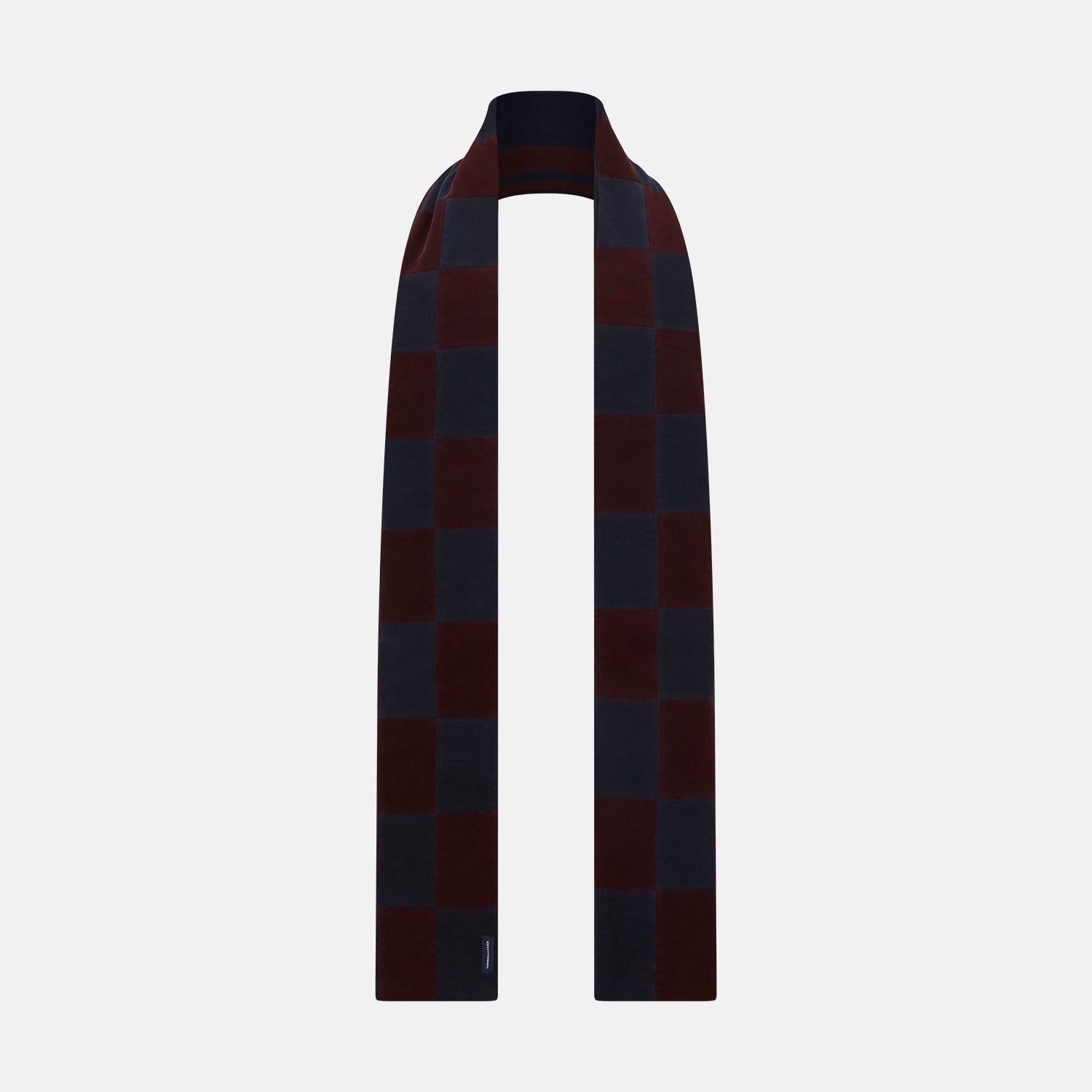 Navy and Burgundy Striped & Checkered Double-Sided Corduroy Padded Scarf