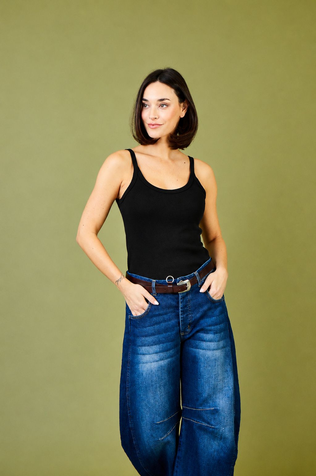 Jett Ribbed Jersey Shoestring Strap Vest