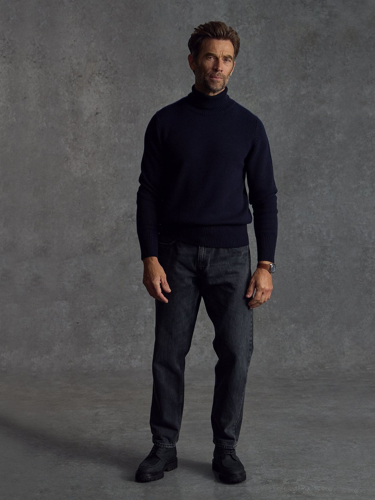 The Cashmere Submariner Rollneck - Midnight