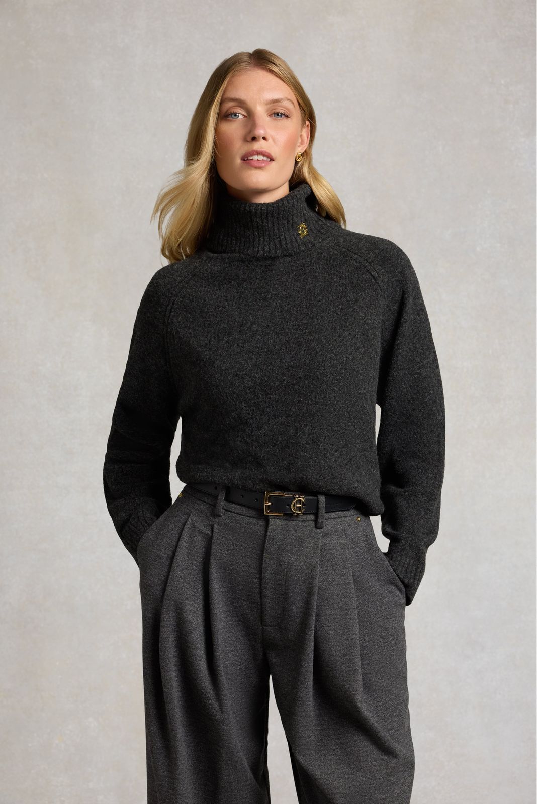 Relaxed Fit Roll Neck (Dark Grey Marl)
