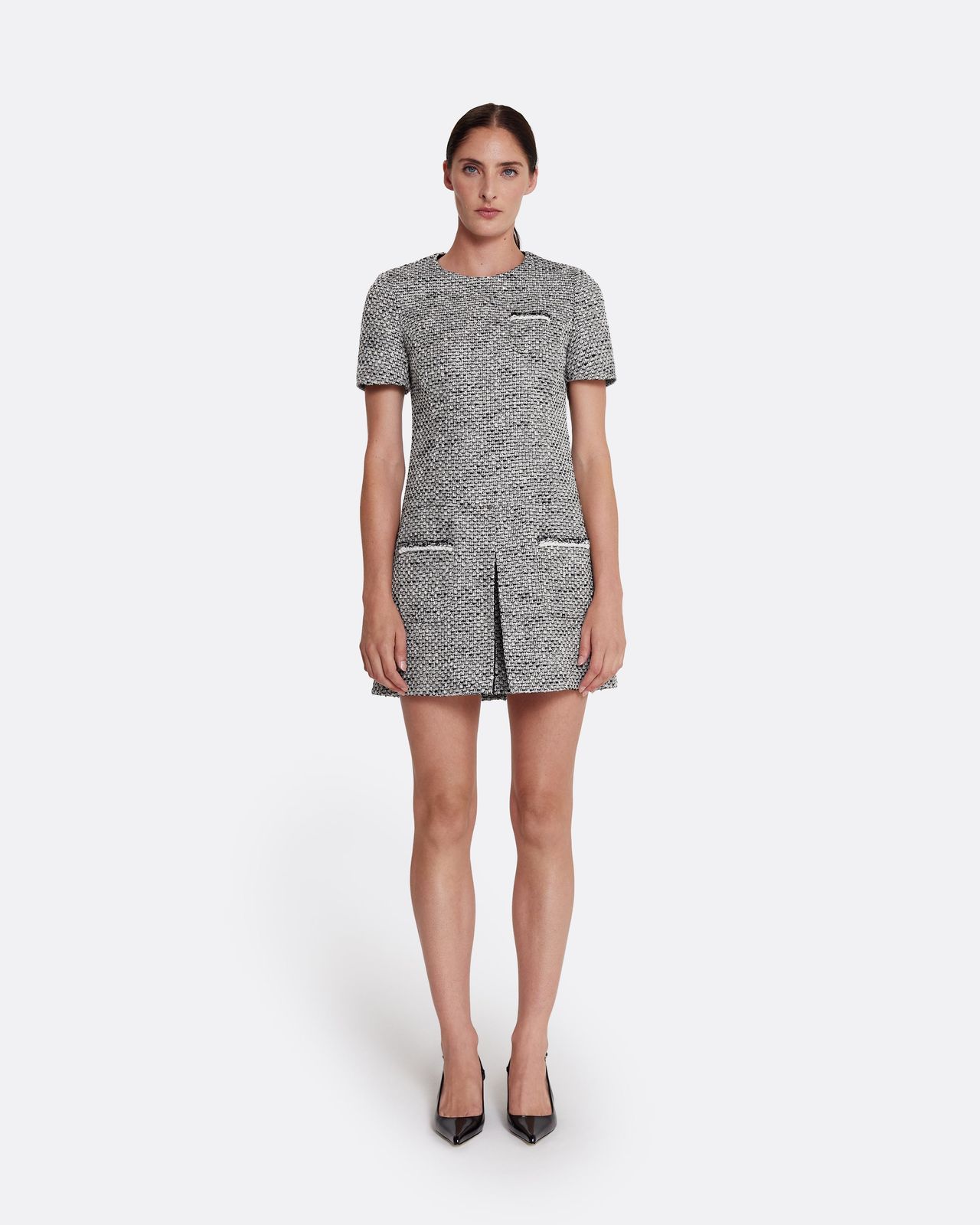 Virna Short Dress in Greyscale