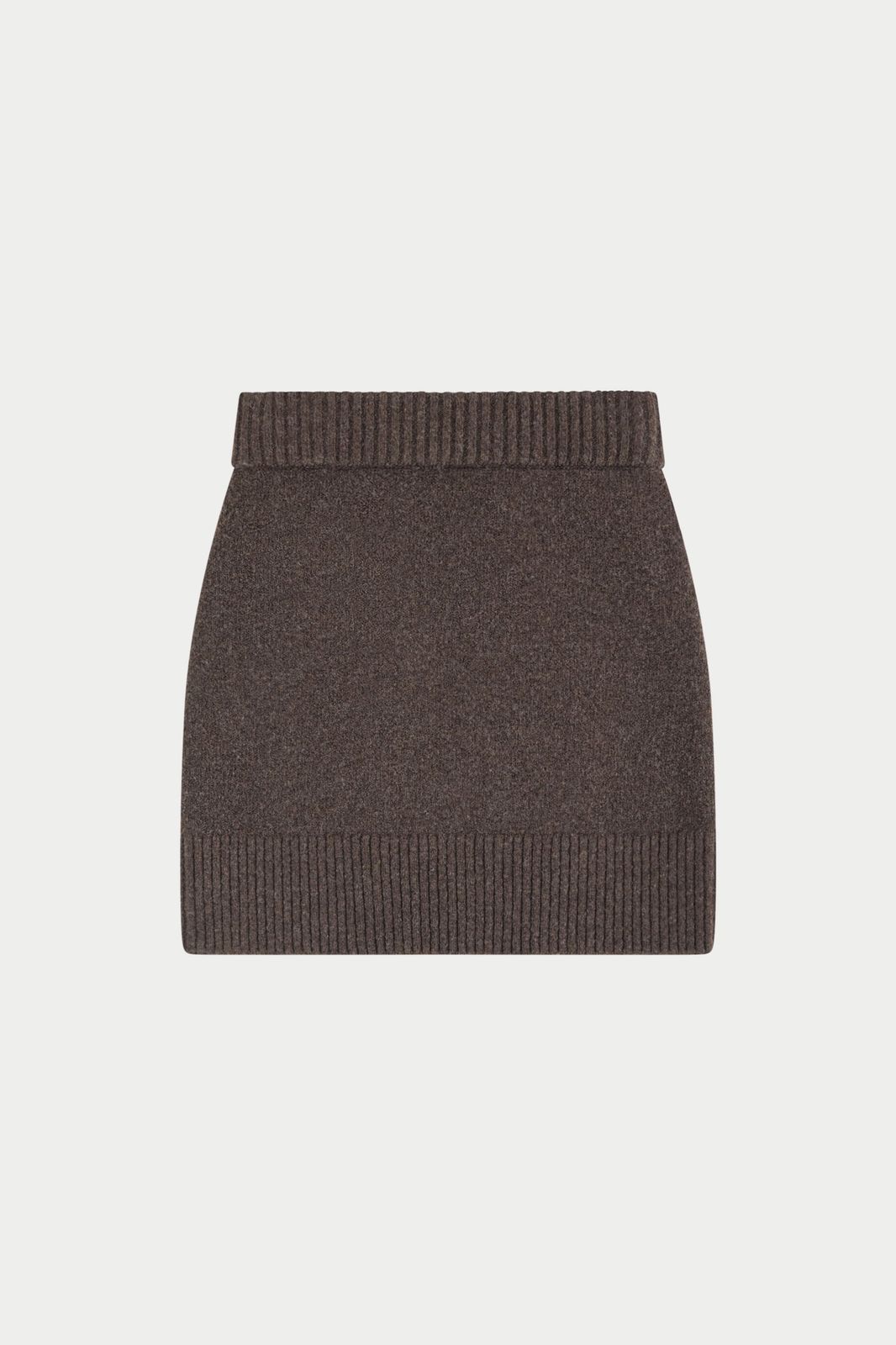 EMBLEM EMBROIDERED KNIT SKIRT - BROWN
